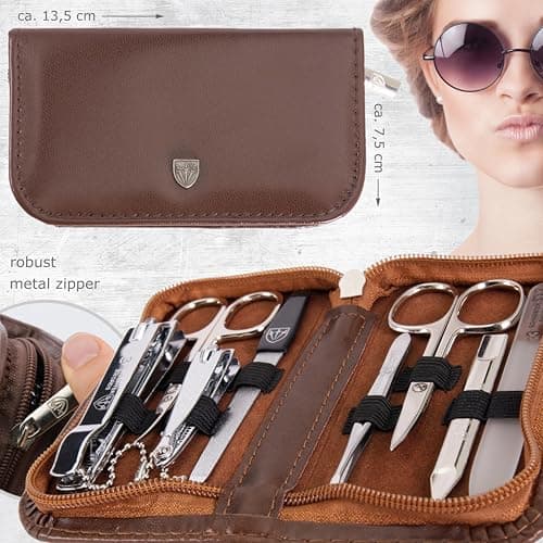 3 Swords Germany - brand quality 8 piece manicure pedicure grooming kit set for professional finger & toe nail care scissors clipper fashion leather case in gift box, Made by 3 Swords (6660) — view 5