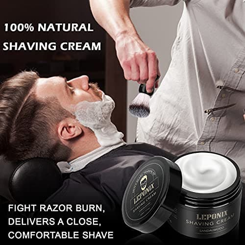 Shaving Kit for Men, Aftershave Men Gift Set Includes Sandalwood Shaving Cream, After Shave Lotion for Men and Pre Shave Oil Fights Nicks, Cuts and Razor Burn Gift Set for Him Men Boyfriend — view 3