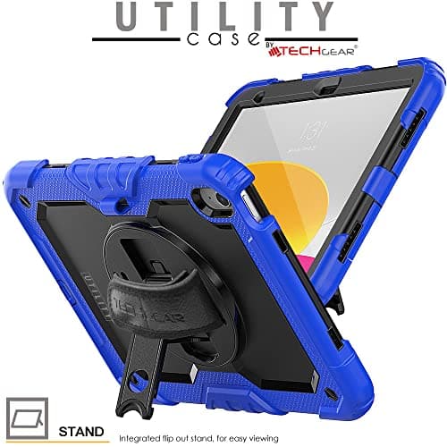 TECHGEAR UTILITY Case for iPad 11" A16 (11th Gen 2025) & 10.9" (10th 2022), Rugged Heavy Duty Shockproof Cover Screen Protection, 360 Stand, Hand & Shoulder Strap - for Work, School, Travel etc - Blue — view 5