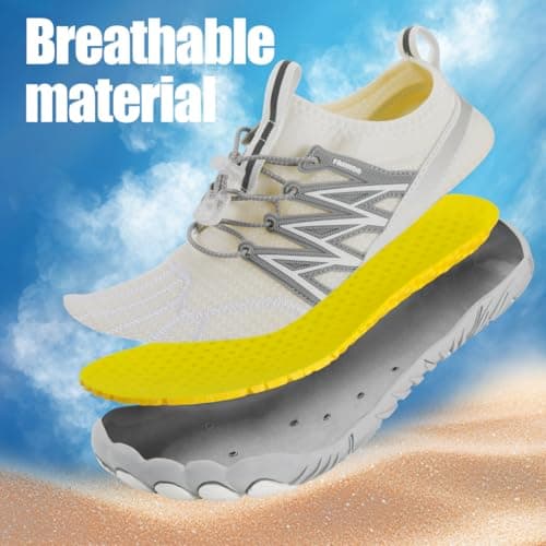 Barefoot Shoes,Quick Dry Water Shoes,Non-Slip Running Shoe Mens Women,Lightweight Beach Shoes with Heel Support for Swim Surf Walking Hiking White — view 2