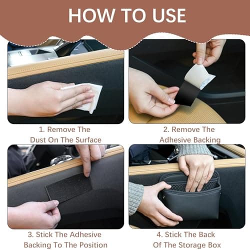 Napa Leather Car Side Pocket Organizer, Universal Front Seat Console Pocket, Car Gap Filler Storage Box for Phone Keys Coins Glasses (Black) — view 4