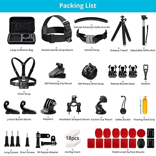 AKASO 60 in 1 Action Camera Accessory Kit with Collection Bag, Compatible with EK7000/EK7000 Pro/Brave 4/Brave 7 LE/V50X/V50 Pro/V50 Elite/GoPro Hero 11 10 9 8 7/DJI/Apexcam Action Cameras — view 2