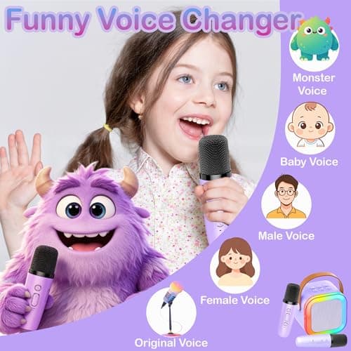 Chennyfun Purple Karaoke Machine with 2 Microphones — view 4