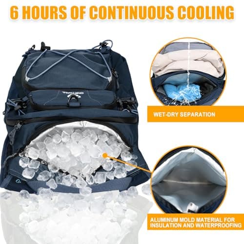ONETOALL Hydration Backpack with 2L Water Bladder, 22L Waterproof Hiking Backpack with Rain Cover, Insulated Compartment for Running, Cycling, Walking, Camping & Skiing, Dark Blue — view 2