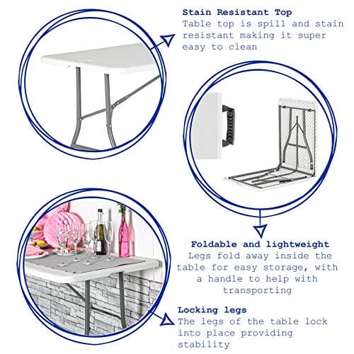 Harbour Housewares Rectangle Folding Trestle Table - 180cm (1.8m) (6ft) - Black - Outdoor Folding Table for Picnic, BBQ, Garden, Camping, Wedding, Party Catering — view 4