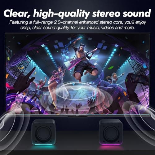Aysoi PC Speakers, USB Powered Speaker Set, Jack AUX 3.5mm,Portable Mini Speaker for Laptop Smartphones MAC, Colorful RGB Lights — view 3