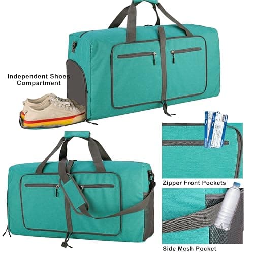 ehsbuy 60L Foldable Travel Duffle Bags for Men Women Large Holdall Waterproof Overnight Weekend Bags for Gym Luggage — view 5