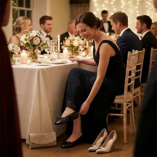 Women's Foldable Flats – Portable Ballet Slippers Shoes for Travel, Wedding – Fits in Purse with Expandable Tote Bag (M, Black) — view 3