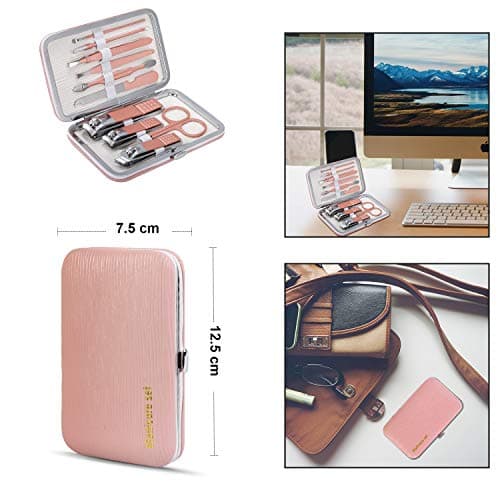 Manicure Set 10pcs Professional Nail Clippers Kit, Pink — view 2