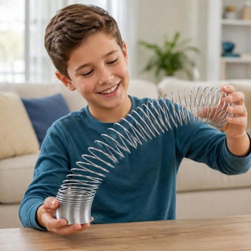 D.A.Y. Republic Metal Spring Coil Toy with 6.5 cm Diameter, Fidget Toy for Kids Adults, Sensory Toy for Autistic Children, Retro Theme, Silver, Large Size — view 5