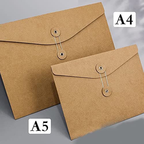 10pcs A4 Kraft Paper Envelopes Portfolio Foolscap File Folders Document Folder with String Fastener Closure Wallet Pockets File Bags Storage Pouch Paperwork Organizer Bag for Office School Home — view 6