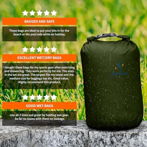 ioutdoor Dry Bag Set,2L/5L/10L/20L Waterproof Dry Sacks (Army Green 2L+5L) — view 4