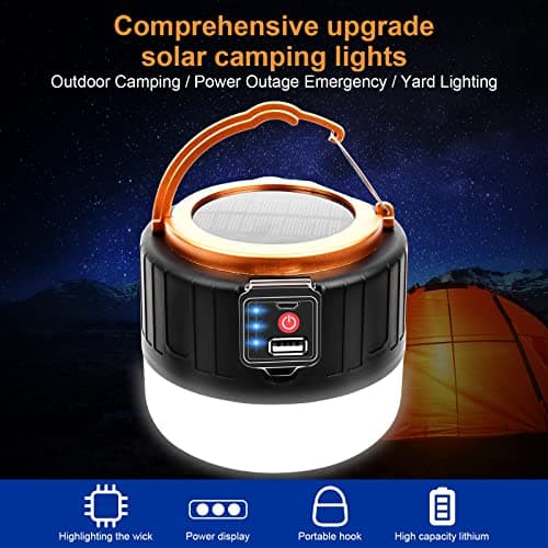 Flintronic Solar Camping Lantern, 1000LM Remote Control, 5 Modes Waterproof Tent Light, Suitable for Hiking, Fishing, Hunting — view 2