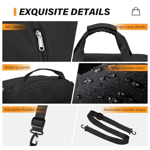 Sports Gym Bag Duffle Bag with Shoes Compartment for Womens Mens, CS COSDDI Weekend Travel Bag Overnight Bag with Wet Pocket, Luggage Bag Hospital Bag Holdall Bags with Shoulder Strap Backpack (Black) — view 5