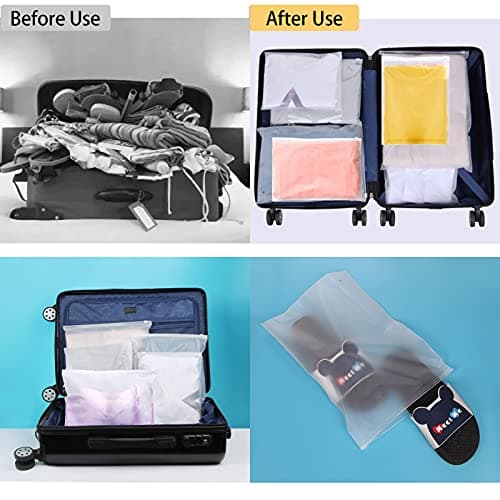 Annhao 30pcs Travel Storage Bags, Reusable Saving Space Plastic Ziplock Seal Clothes Bags Frosted Waterproof Multifunctional Luggage Organiser Pouch for Clothes, Underwear, Shoes, Cosmetics (5 Size) — view 4