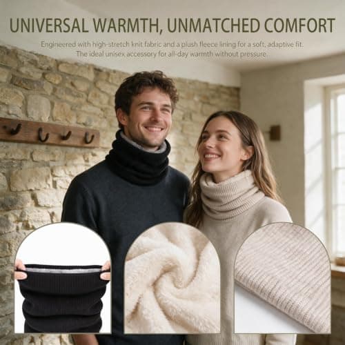 Snoods for Men and Women, Thermal Fleece Neck Warmer, Neck Gaiter, 2 Pack — view 3