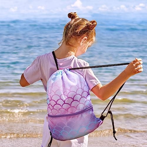 WAWSAM Kids Drawstring Gym Bag with Zippered Pocket String Backpack — view 6