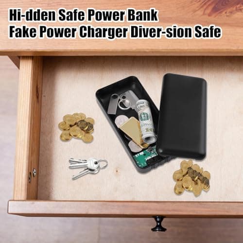 Secret Hiding Power Bank - Anti-Theft Portable Cash Box, Design Hiding Place for Valuables | For Home Travel Security Jewellery Cash Plane Luggage Handbag Backpack Accessory Set — view 3