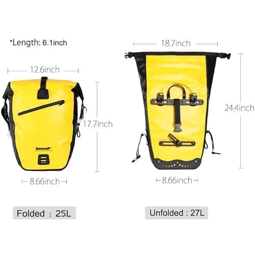 Rhinowalk Bike Pannier Bag Waterproof 25L Postman Saddle Bag Laptop Pannier Rack Bicycle Bag Professional Cycling Accessories-Yellow — view 2