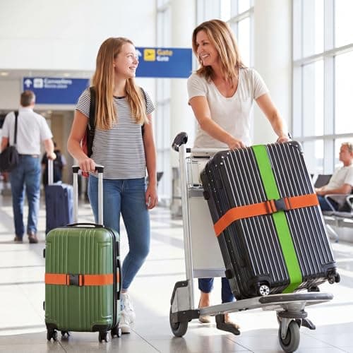 WISYOK Luggage Straps Extended, 4 Pack, 130-250cm Adjustable, Green Orange — view 6