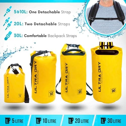 Ultra Dry Adventurer 30L Dry Bag Backpack - Premium Gray Waterproof Bag with Waterproof Phone Pouch & Padded Backpack Straps for Kayaking, Canoeing, Boating & Camping — view 2