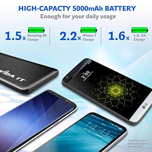 Vida IT V506 Slim Power Bank for Heated Vest Jacket Gilet Scarf 2.1A 5V USB Battery Pack Fast Charge Portable Travel Charger for Mobile Phone Tablet PC Flight Watch USB-C with 3-Ports Output (Black) — view 6