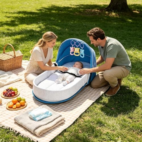 Children's Travel Cot | Folding Stroller | Breathable Mesh Design — view 5