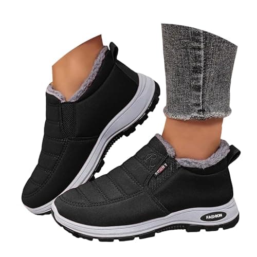 Women Snow Winter Boots for Women, Ladies Orthopedic Shoes Fur Lined Warm Non-Slip Thermal Boots Waterproof Anti-Slip Fur Lined Ankle Snow Boots Lightweight Outdoor Walking Shoes