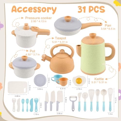 Dreamon Mud Kitchens Accessories Outdoor Indoor Toy Kitchen for Kids Pots and Pans Playset Pretend Role Play Cooking Cookware Kettle Toy Gift 3 4 5 6 Boys and Girls Toddler — view 4