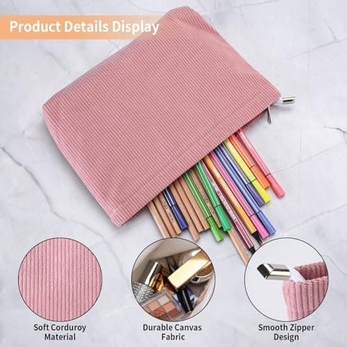 4 Pcs Cosmetic Bags for Women, Small Travel Makeup Bag for Handbag Purse, Tolletry Make Up Bags with Zipper, Corduroy Makeup Pouch for Traveling Essential, 10.24 x7.48 x2.17 — view 3