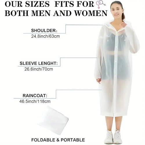 Boolavard 4pcs Heavy-Duty Plastic Rain Ponchos for Adults - Reusable Full-Coverage Hooded Poncho with Drawstring, Unisex Family Pack for Outdoor, Travel — view 2