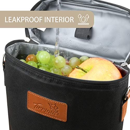 Kato Tirrinia Insulated Wine Cooler Bag, 2 Bottle Padded Wine Tote Carrier for Picnic, Beach, Camping, Wine Lover Gift, Black — view 6