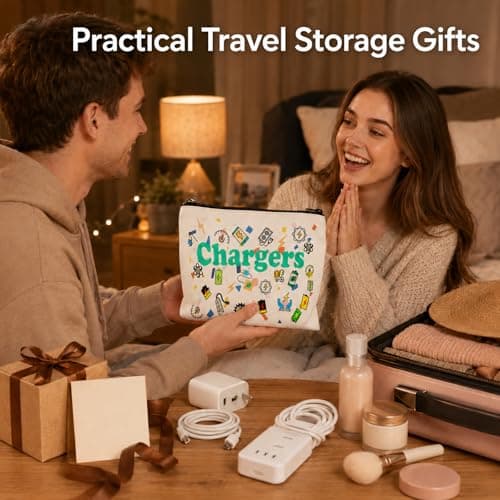 VIZIVOLT Charging Cable Organiser Bag, All My Charging Stuff Travel Pouch, Double-Sided Printing Makeup Bag Gifts for Women Men Cable Bag with Zipper Travel Gifts for Friends Daughter Son — view 6