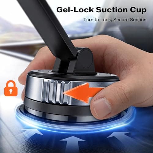 APPS2Car Car Phone Holder Mount, Strong Vacuum Suction Cup Phone Mount for Car Dashboard & Windshield, Dual-Axis Anti-Shake Arm, 360° Adjustable Universal Cell Phone Holder for Smartphone — view 4