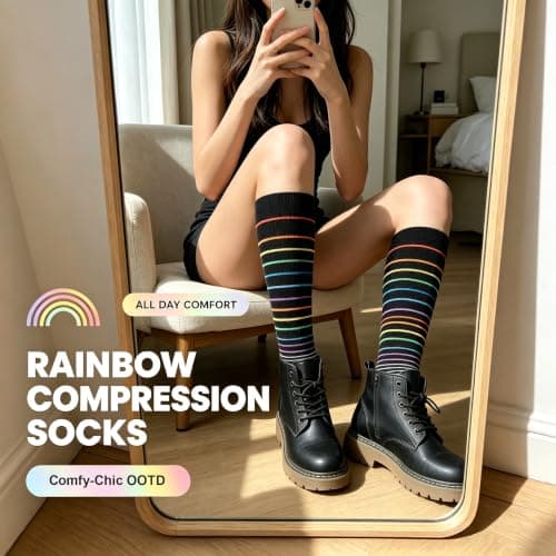 Bequemer Laden Compression Socks for Women 15-20 mmHg Knee High Women Socks — view 6