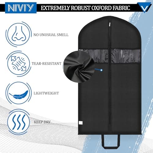 Niviy Suit Bags 110 x 60cm, Foldable Garment Cover with Handles 2 Pack — view 3