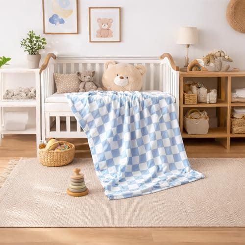 Xaztr 4 Pack Soft Baby Blankets for Newborn, 76 x 102 cm Fleece Baby Bed Blanket Swaddle Blanket for Boys Girls Toddlers Receiving Gifts, Blue Khaki Green Black — view 4