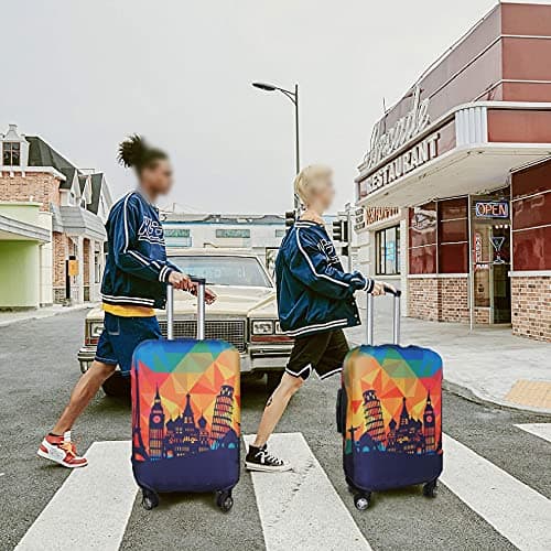 Explore Land Travel Luggage Cover Suitcase Protector Fits 18-32 Inch Luggage Modern City, M (23-26 inch Luggage) — view 6