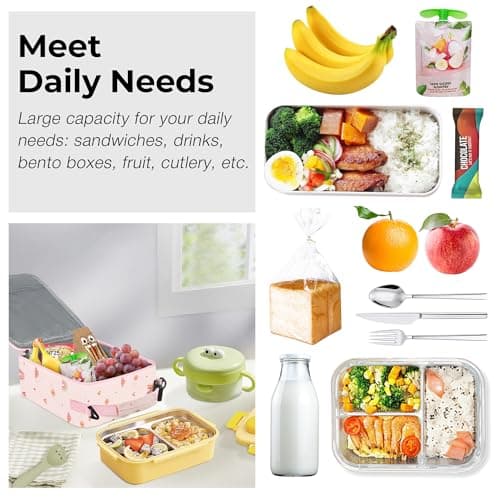Clastyle Rainbow Insulated Lunch Bag Large Thermal Cooler Bag for Girl Picnic Lunch Box Tote, Rainbow Sun — view 4