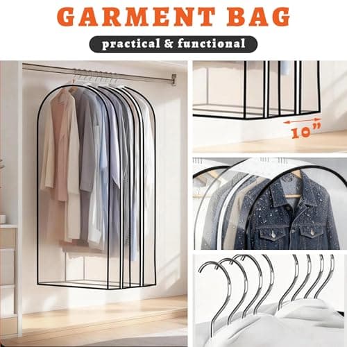 2Pcs Garment Bags Clear with Zipper for Open Closet. Full Clear Clothes Covers — view 4