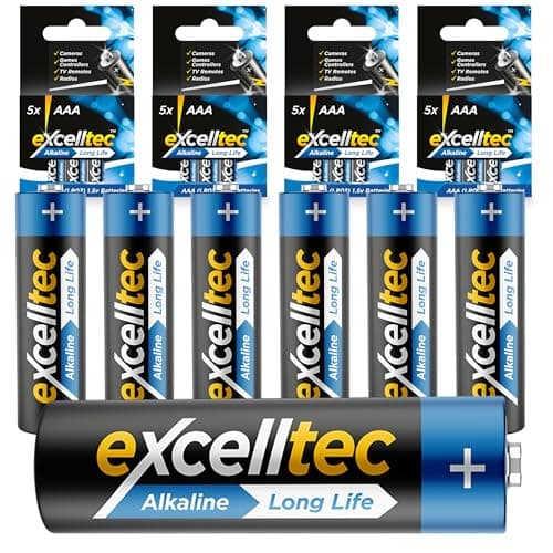 Excelltec 20pk Alkaline Batteries, 1.5V Double AA Disposable Household Batteries for Reliable Power, Long-Lasting Power with Leak-Resistant, Ideal for Everyday Devices, Backup for Emergencies