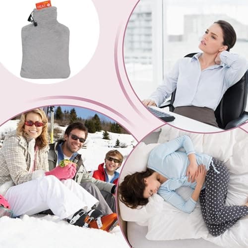 USB Rechargeable Hot Water Bottle, 3 Heat Settings Electric Heating Pad with Auto Shut-Off, Portable Flannel Warmer for Home, Office, Travel — view 5