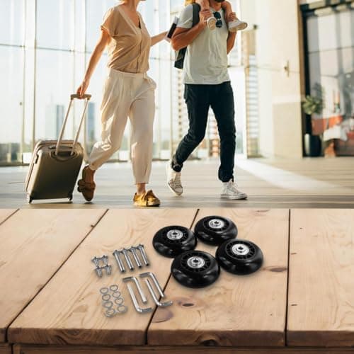 4 Pcs Luggage Wheels, Rubber Suitcase Replacement Wheels With — view 3