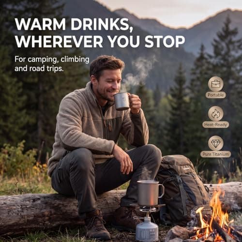 ROSSRORE Stainless Steel Camping Mug 304 400ml Lightweight Rustproof Shatterproof Mug with Handle Stackable BPA Free Reusable Coffee Cup for Outdoor Hiking Backpacking Travel — view 2
