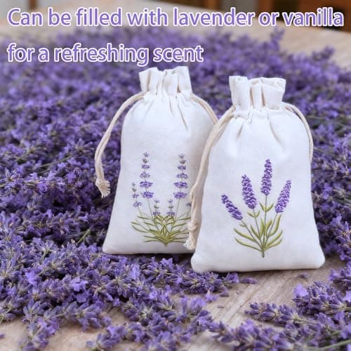 6 Pcs Lavender Bags,Dried Lavender Sachet Empty for Wardrobes and Moths Drawstring Fabric Pouches for Aromatherapy,Pouch Cotton for Spice,Dried Flowers and Herbs(10x15cm) — view 3