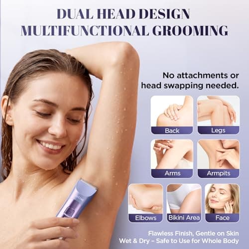 Votzel Lady Shavers 2 in 1,Bikini Trimmer Women,Facial Hair Remover IPX7 — view 2