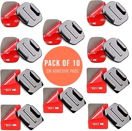 micros2u Adhesive Mount Kit Sticky pads for GoPro Hero 13 12 11 10 9 8 7 6 5 Black Silver Session Cameras Flat & Curved Helmet Mounting attachment Accessories for Go Pro Other Action Camera (10 Pack) — view 2