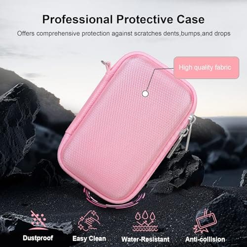 RAIALL Camera Case for Canon PowerShot SX740/ SX730/ SX720/ SX710/ SX620/ SX610 HS Digital Camera, SX740/ SX730 Vlogging Camera Travel Hard Bag, Mesh Pocket for Battery, SD Card and Cable, Pink — view 6