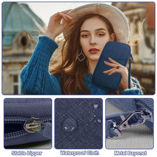 Passport Holder Travel Wallet, Large Capacity Travel Document Holder, RFID Blocking Waterproof Portable Travel Wallet Organiser for Cash Passport ID Card Credit Cards Flight Ticket Pen (Navy Blue) — view 5