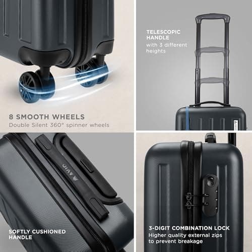 AVIO Large Suitcases Lightweight 4 Wheel Spinner | 55cm Cabin Carry On Lock — view 5
